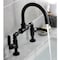 Kingston Brass Whitaker Industrial Style Bridge Bathroom Faucet W/ Pop-Up Drain, Black KS2170KL - alternate 5